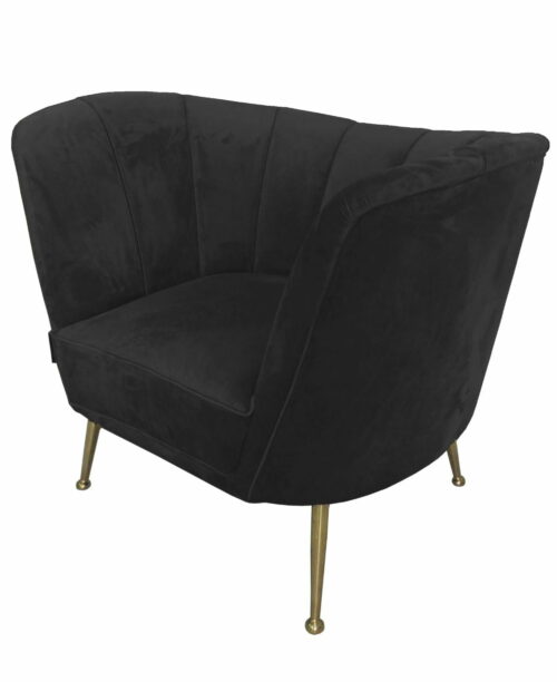 Fotel tapicerowany nowoczesny welurowy czarny Aveiro 77/80/101 cm