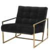 Fotel nowoczesny tapicerowany pikowany w złotej chromowanej ramie Mahora 70/71/81 cm