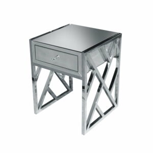 Szafka nocna nowoczesna lustrzana na metalowych nogach srebrna Taranto 50/65/65 cm