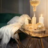 Piękny luksusowy stolik kawowy geometryczny w kolorze złota ze szklanym blatem - ArteHome