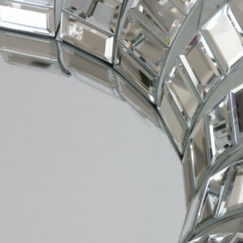 Lustro nowoczesne okrągłe w lustrzanej ramie Leto detal