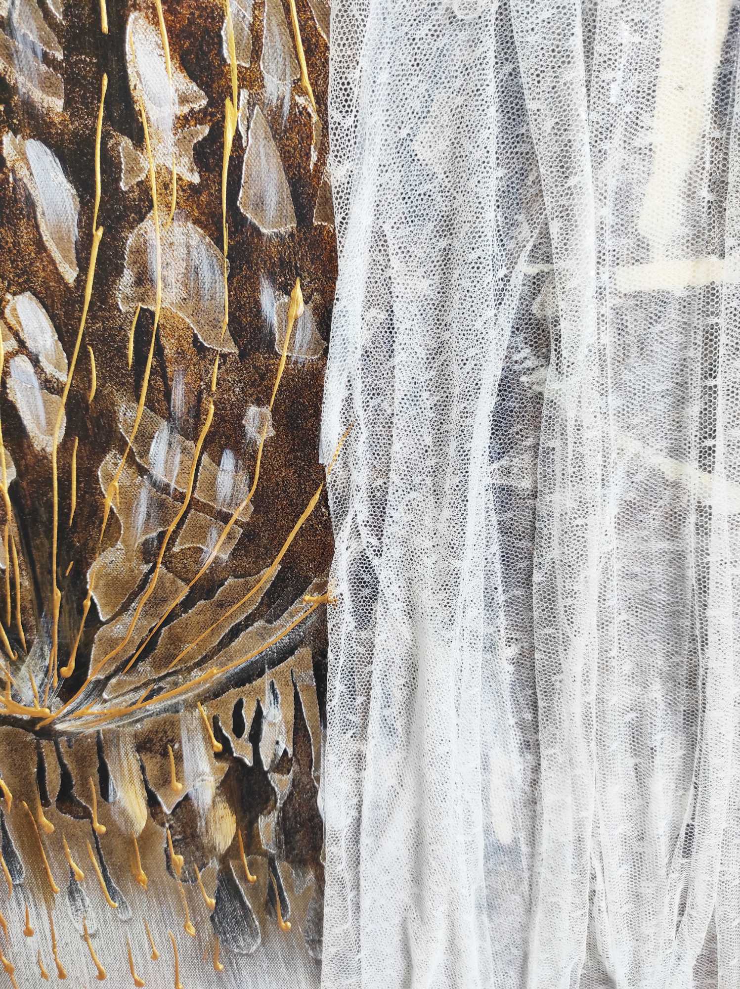 Obraz Sofi złoty z białą koronką
