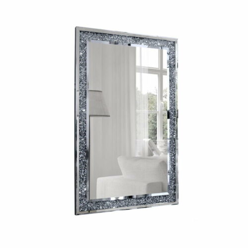Lustro prostokątne nowoczesne w ramie z kryształami Beretti 80/120 cm
