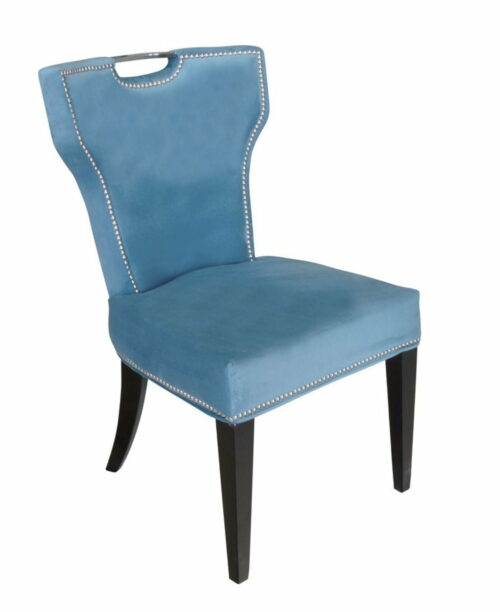Krzesło nowoczesne tapicerowane niebieski welur z uchwytem Vittdria 58/65/95 cm
