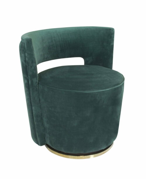 Fotel nowoczesny tapicerowany zielony welur metalowa podstawa Swan 58/65/69 cm