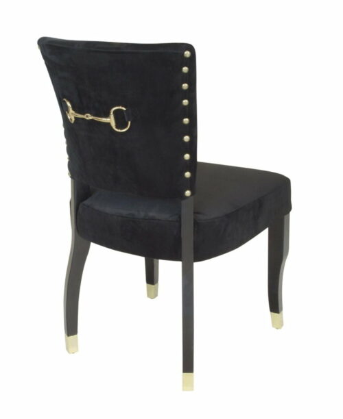 Krzesło nowoczesne tapicerowane czarny welur złote wykończenia Megan 52/63/88 cm