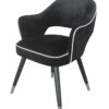 Krzesło nowoczesne tapicerowane czarny welur z białą lamówką Nizza 61/62/80 cm
