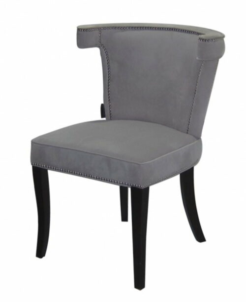 Krzesło nowoczesne tapicerowane ze srebrną pineska szary welur Earls Court 56/51/84 cm