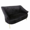 Sofa nowoczesna tapicerowana czarny welur dwuosobowa Marguesa 85/85/151 cm