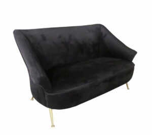 Sofa nowoczesna tapicerowana czarny welur dwuosobowa Marguesa 85/85/151 cm