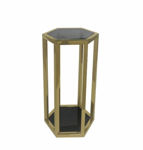 Stoliczek pomocniczy nowoczesny złoty czarne szkło Ravello