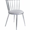 Krzesło nowoczesne tapicerowane metalowy stelaż w stylu Glamour Celano srebrny/szary 52/55/73 cm
