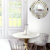 Stół do jadalni z białym marmurowym blatem i złotą nogą Krzesło srebrne Celano Lustro nowoczesne Elisa