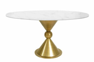 Stół okrągły nowoczesny do jadalni marmurowy Clessidra Złoty/Biały 75/100/100 cm