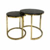Camelio L designerski zestaw dwóch złoto-czarnych stolików kawowych