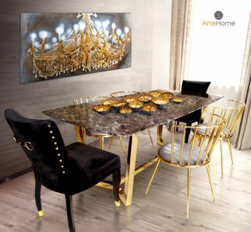 Stół do jadalni Roseta Krzesło Celano Obraz Santiono aranżacja jadalni