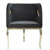 Fotel nowoczesny tapicerowany metalowe złote nogi Morello złoty/czarny 55/59/78 cm