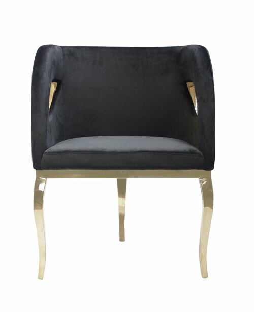 Fotel nowoczesny tapicerowany metalowe złote nogi Morello złoty/czarny 55/59/78 cm