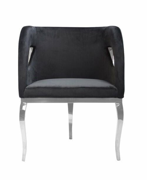 Fotel nowoczesny tapicerowany metalowe srebrne nogi Morello srebrny/czarny 55/59/78 cm