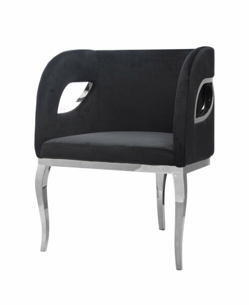 Fotel nowoczesny tapicerowany metalowe srebrne nogi Morello srebrny/czarny 55/59/78 cm