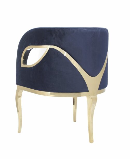 Fotel nowoczesny tapicerowany metalowe złote nogi Morello złoty/niebieski 55/59/78 cm