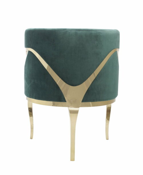 Fotel nowoczesny tapicerowany metalowe złote nogi Morello złoty/zielony 55/59/78 cm