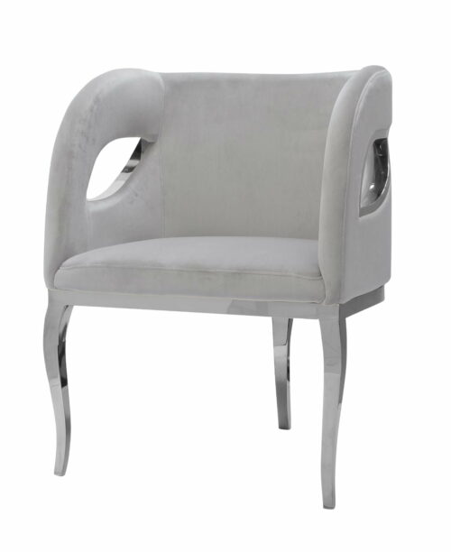 Fotel nowoczesny tapicerowany metalowe srebrne nogi Morello srebrny/jasny szary 55/59/78 cm