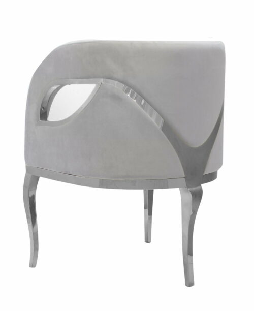 Fotel nowoczesny tapicerowany metalowe srebrne nogi Morello srebrny/jasny szary 55/59/78 cm