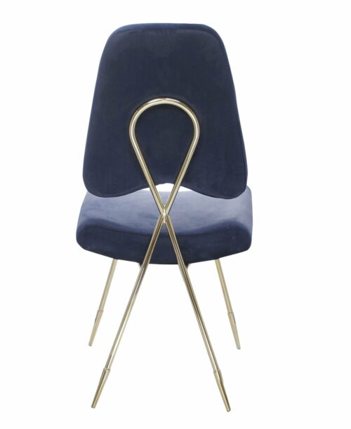 Krzesło tapicerowane nowoczesne metalowe złote nogi Salvadore Ciemny Niebieski 50/58/93 cm