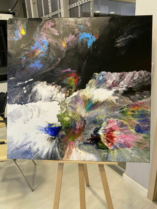 Obraz ręcznie malowany na płótnie akryl abstrakcja - Wodospady real foto