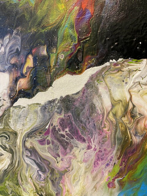 Obraz ręcznie malowany na płótnie akryl abstrakcja - Wodospady detal