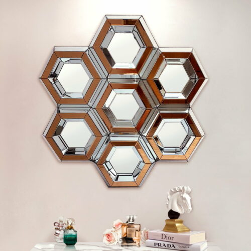 Designerskie lustro dekoracyjne w kształcie plastra miodu, hexagon, Artehome