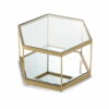 Szklany stolik w kolorze złotym o kształcie hexagon