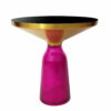 Bottle table z nogą ze szkła barwionego w kolorze różowym