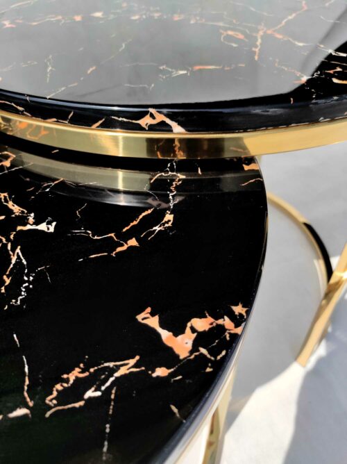 Zestaw stolików Camelio black gold XL detal v.2
