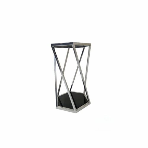 Stolik pomocniczy glamour Palermo 36/41/61cm boczny stolik nocny czarne szkło srebrny