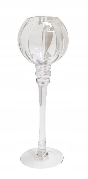 świecznik szklany glamour na długiej nóżce 50 cm